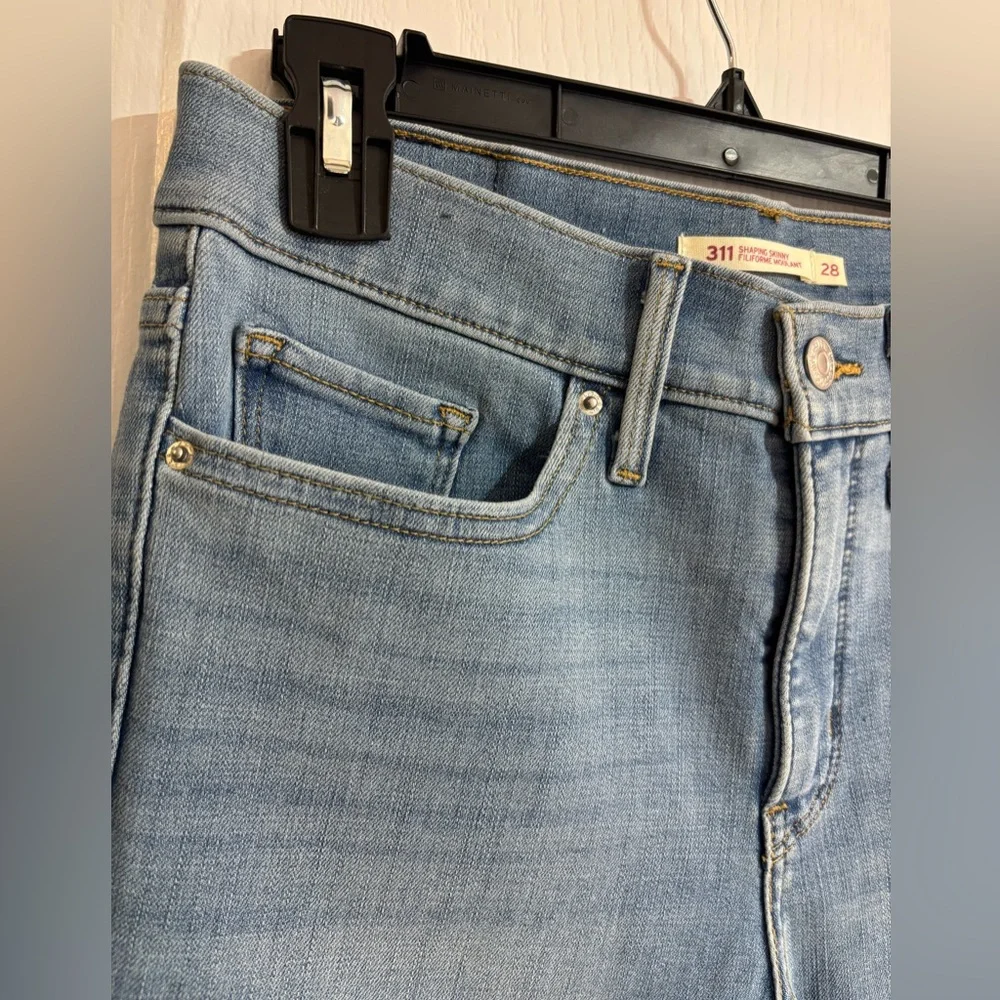 Levi’s Shaping Skinny Cotton Mid Rise Blue Denim Jeans Size 28 - Picture 7 of 15